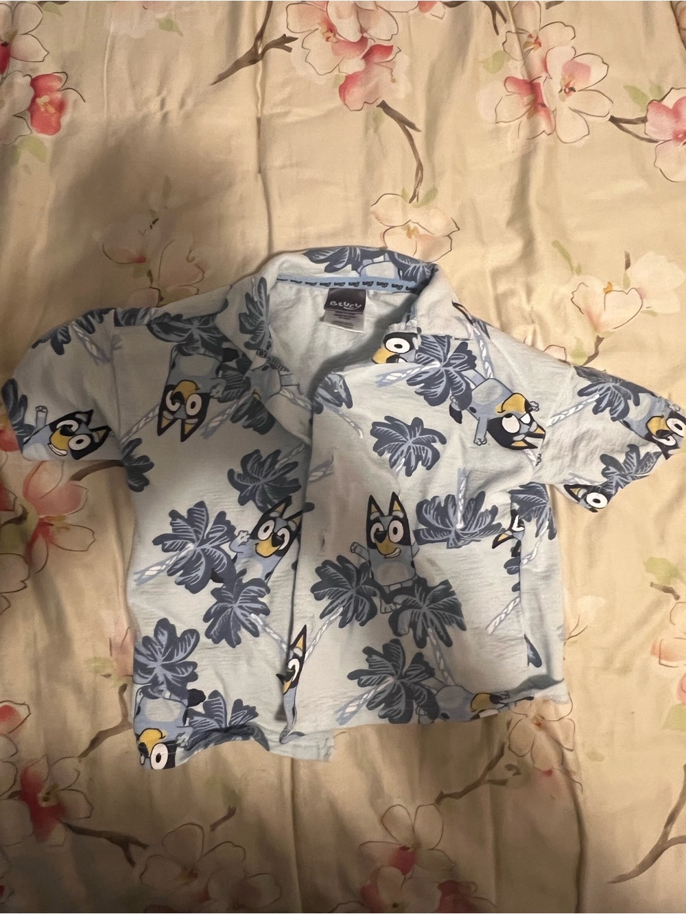 Bluey Unisex Baby Toddler 18M Floral Button-Up Shirt Blue Yellow White